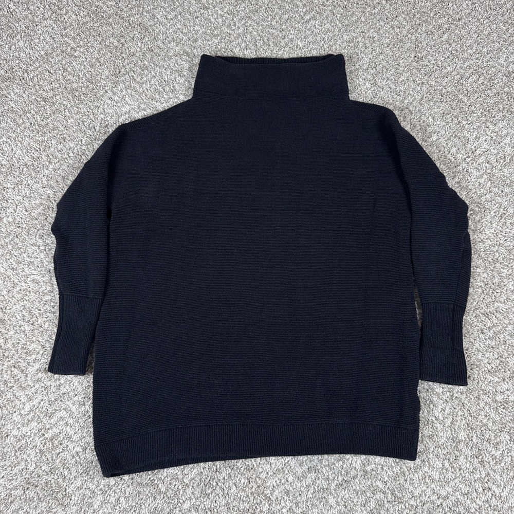 Free People Ottoman Slouchy Tunic‎ Sweater Womens XS Black Mock Neck Ribbed